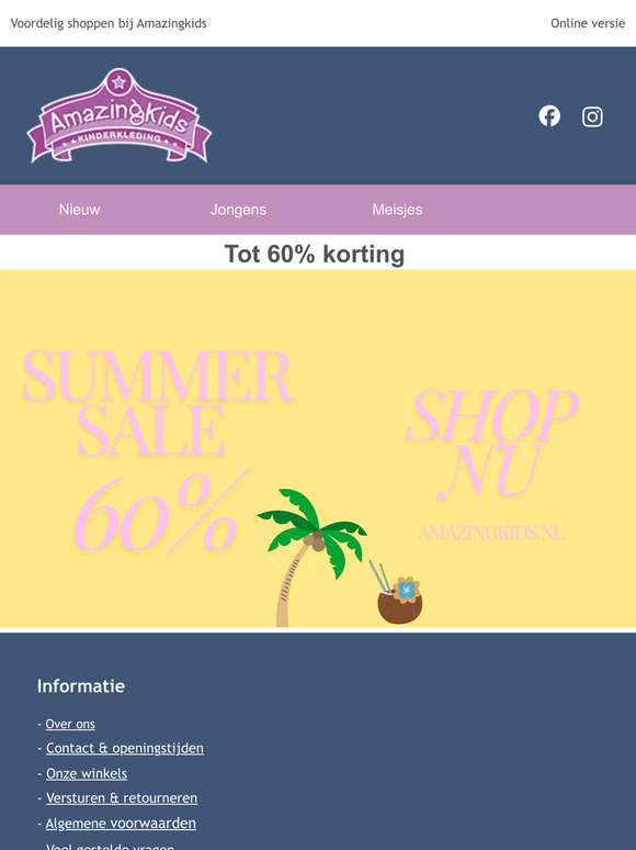 Nu tot 60% korting op de zomercollectie.