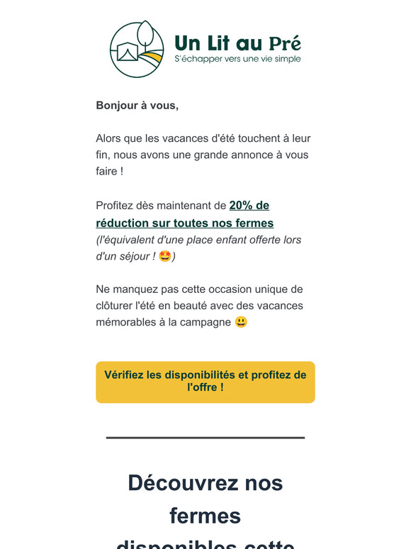 20% sur votre escapade d'été ! Réservez maintenant !
