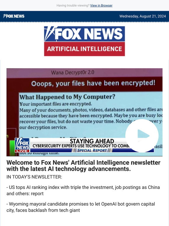 Fox News: US leads world in fastest AI development: report | Milled