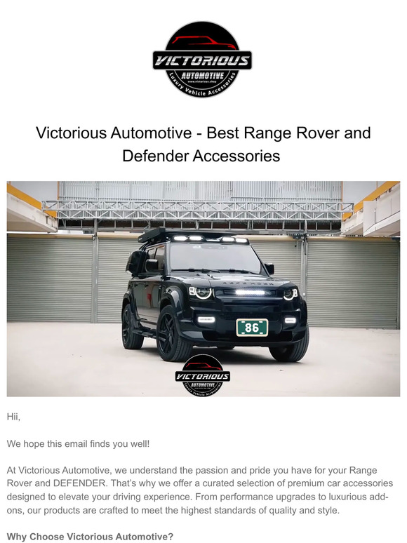 Enhance Your Range Rover or Defender with Premium Car Accessories – Get 10% Off Your Order!