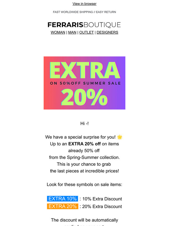 ⚡EXTRA 20% ON SUMMER SALE! ⚡