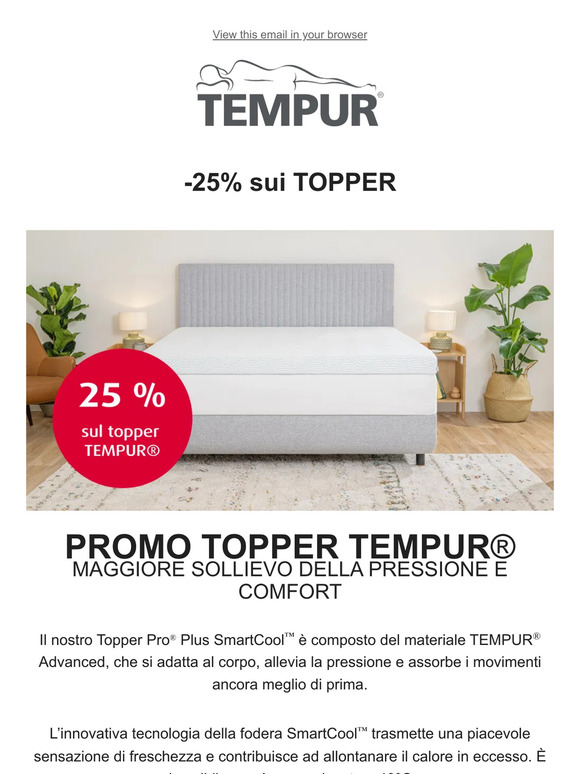 Privati_Promo -25% sui Topper TEMPUR