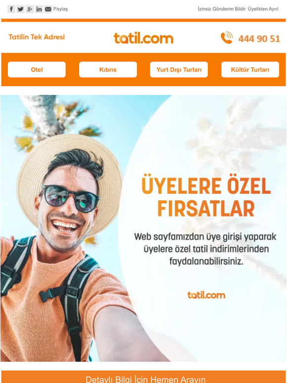 Tatil.com'da Üyelere Özel Fırsatlar!🎉☀️🏊🍹✈️🎶🌍
