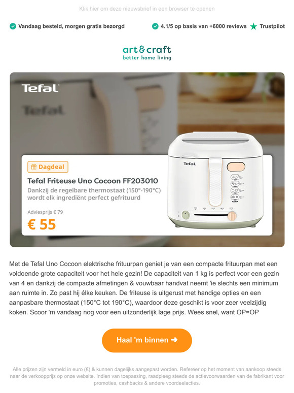 DAGDEAL: Tefal Uno Cocoon Friteuse 🍟