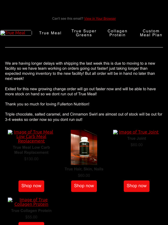 Order updates Delayed shipping
