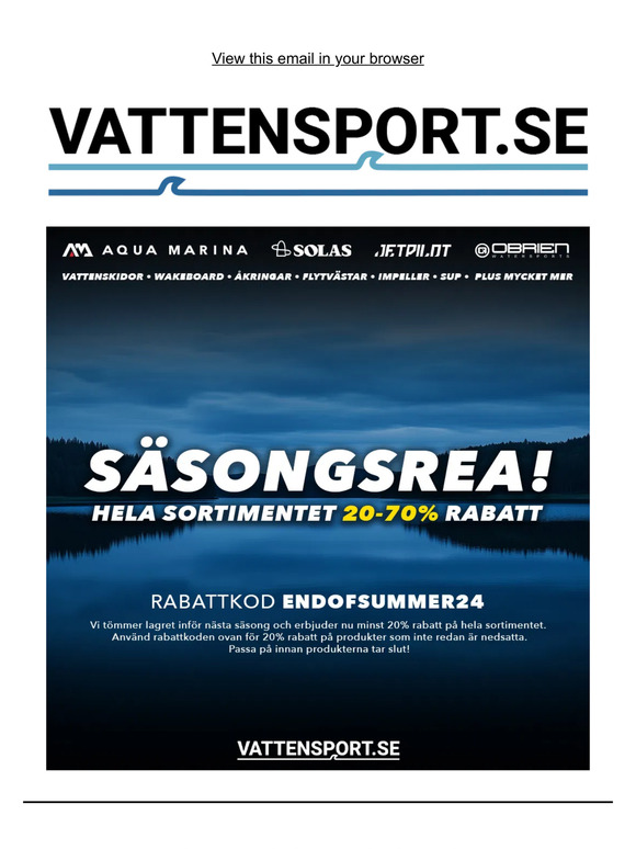 ☀️ Säsongsrea 20-70% på hela sortimentet! Vattensport.se 🌊