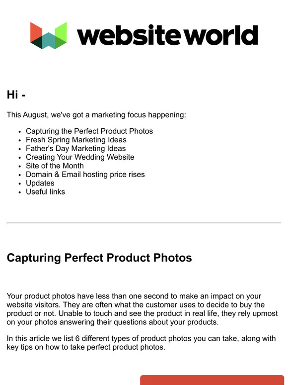 Product Photography & August Updates