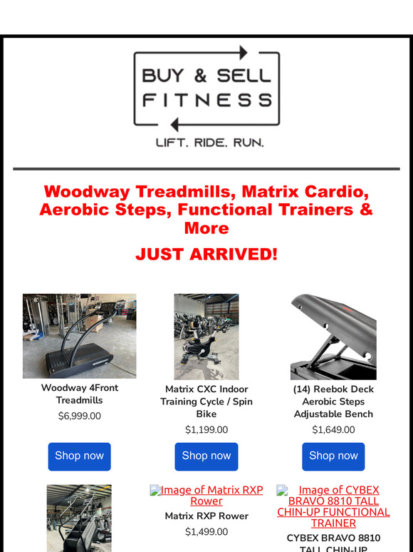 Woodway Treadmills, Cybex Bravo, Matrix Stairmasters & More