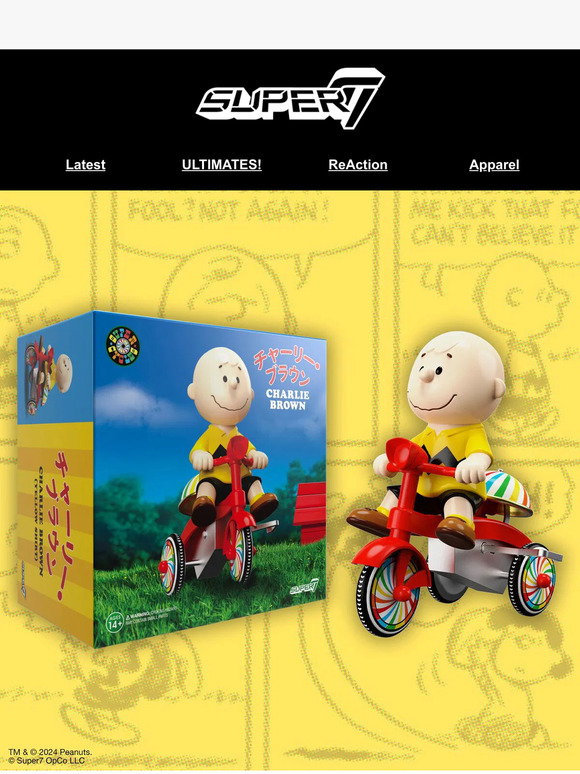 Figura Super7 - Snoopy Y Carlitos - Super Cycles - Charlie Brown