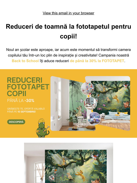 Până la -30% reducere la fototapetul pentru copii!
