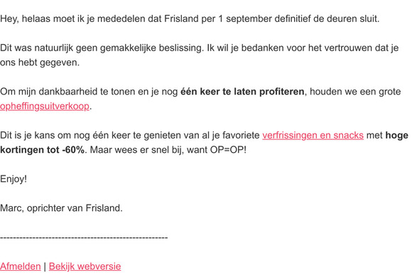 ⚠️ Groot nieuws: Frisland stopt per 1 september