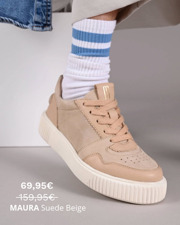 MAURA Suede Beige Sneaker Turnschuh Low aus Wildleder in Beige