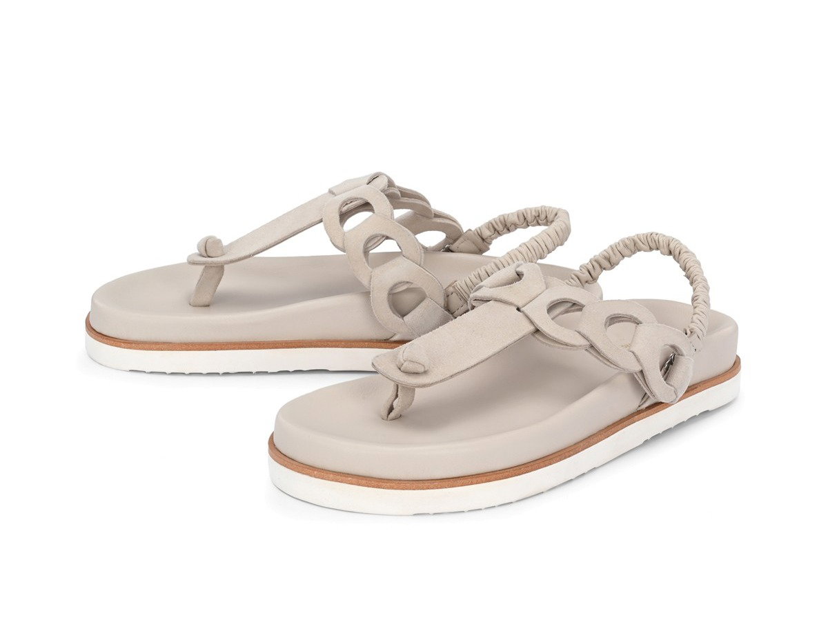 ODINE Offwhite Klassische Zehentrenner Sandale aus Kalbsleder in Offwhite Hallux Valgus Freundlich