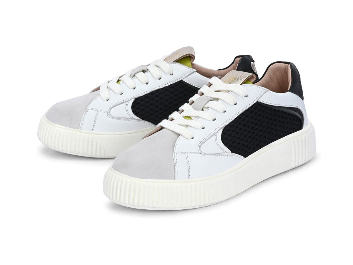 OTIS Weiss mit Schwarz Sneaker Turnschuh Low aus Schafsleder in Weiss mit Schwarz
