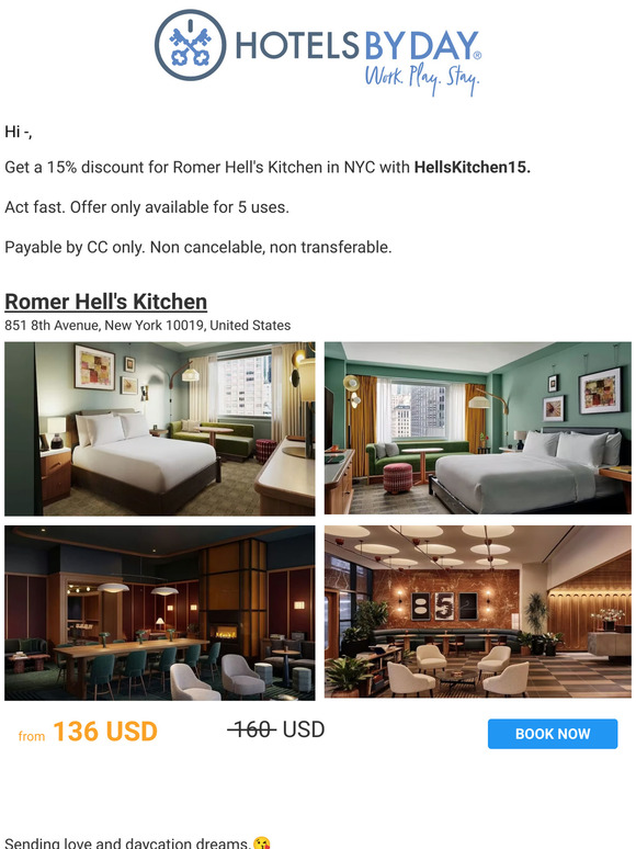 —, 15% Off Romer Hell's Kitchen