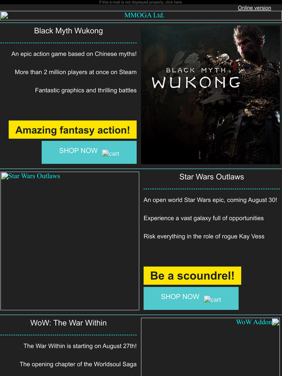 MMOGA - Black Myth Wukong! Star Wars Outlaws! WoW Addon!