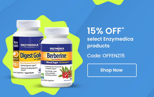 Enzymedica: 15% off* select Enzymedica products. Code: OFFENZ15. Shop now.