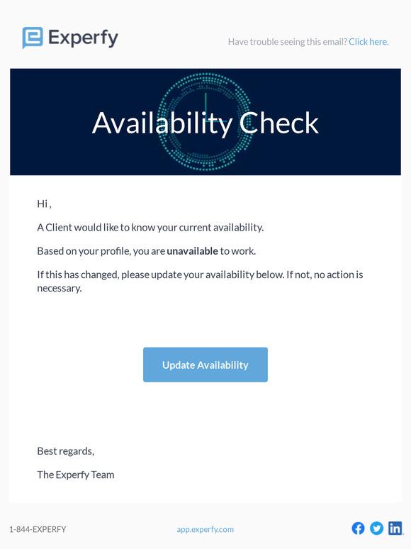 A Client would like to know your availability