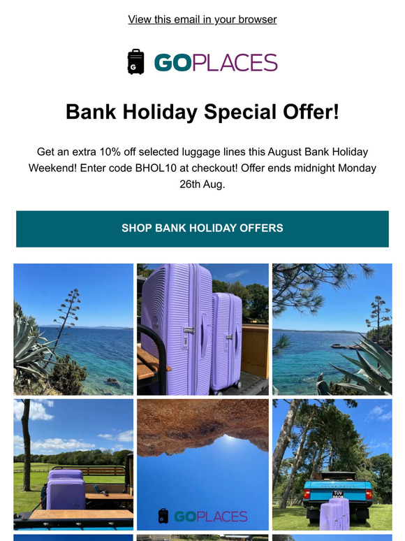 Special Offers on Luggage this Bank Holiday Weekend!