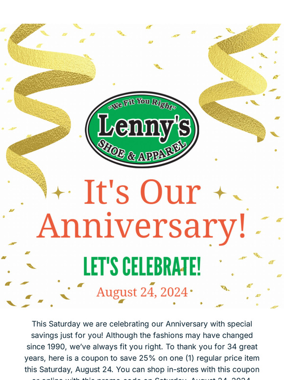 Celebrate Our Anniversary with this Special Offer!