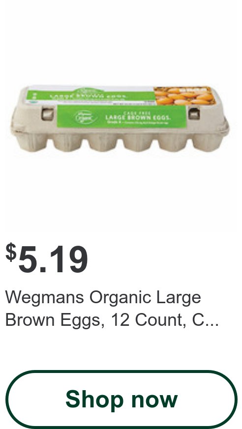 Wegmans Organic Large Brown Eggs, 12 Count, C...