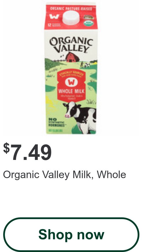 Organic Valley Milk, Whole