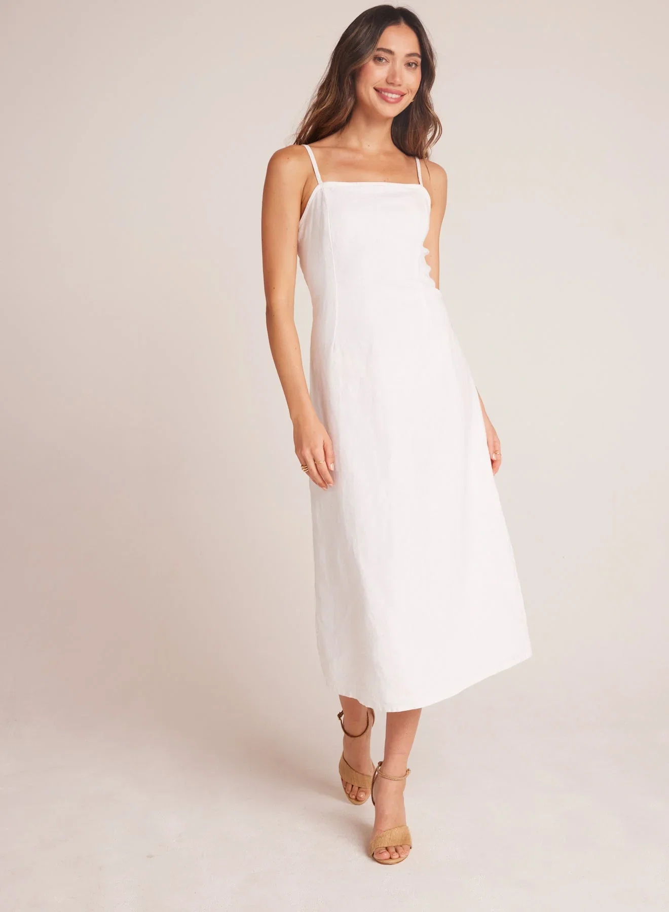 Image of Fitted Cami Midi Dress - White