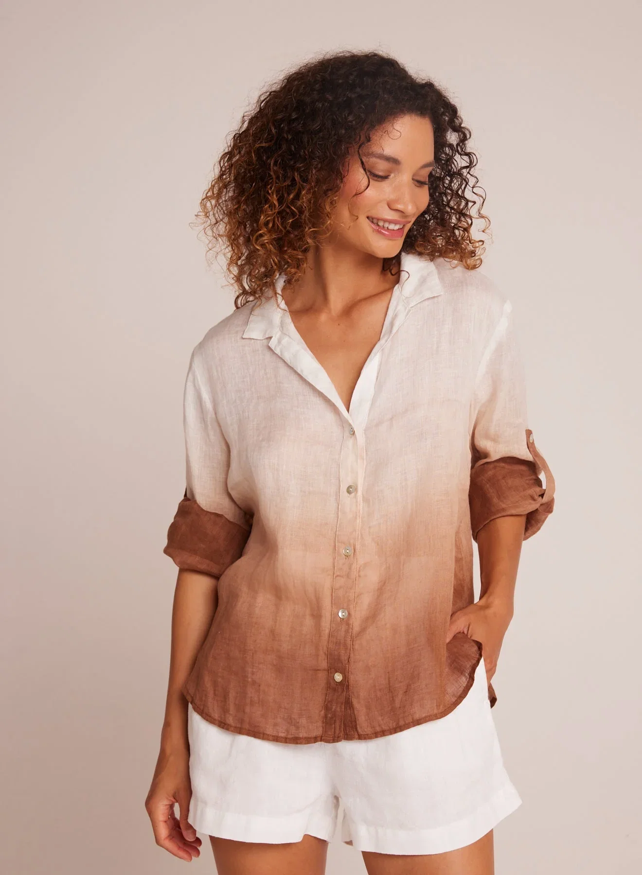 Image of Capri Button Down - Coconut Ombre Dye