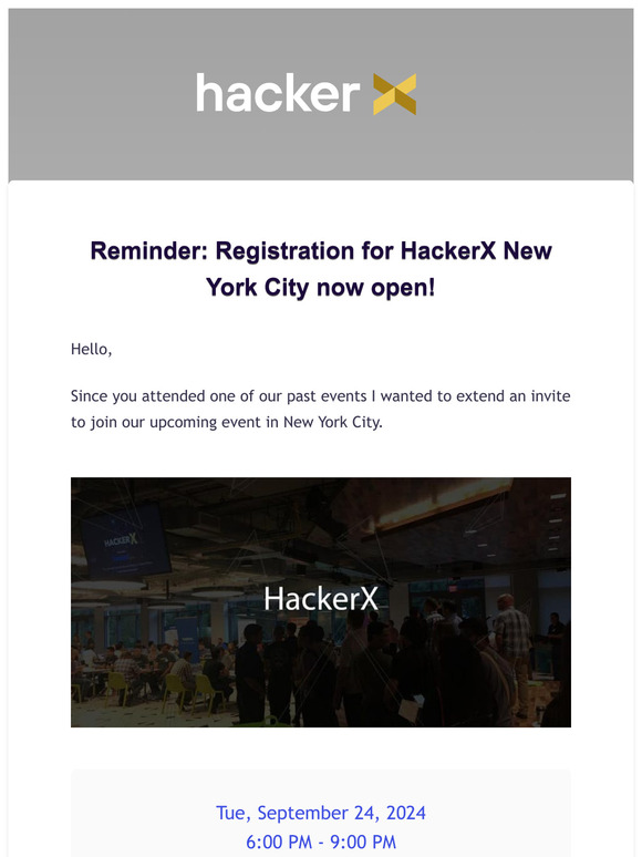 Reminder: Registration for HackerX New York City now open!