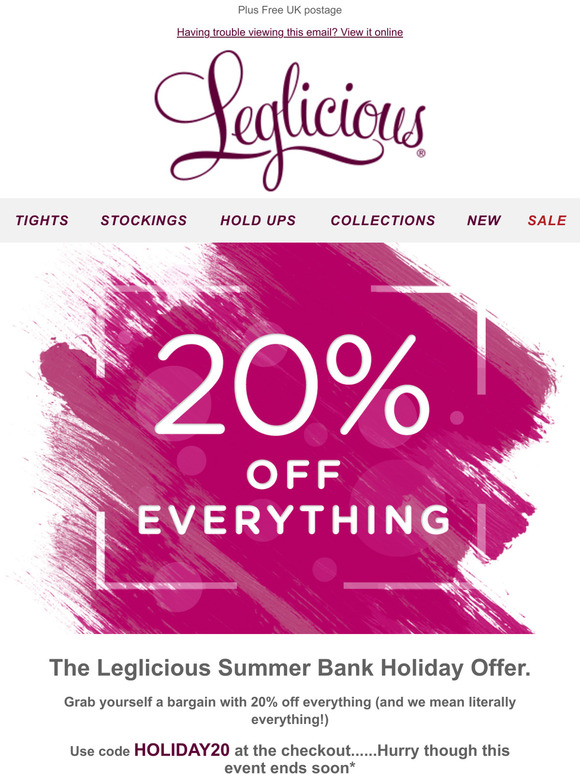 20% off Everything this Bank Holiday weekend