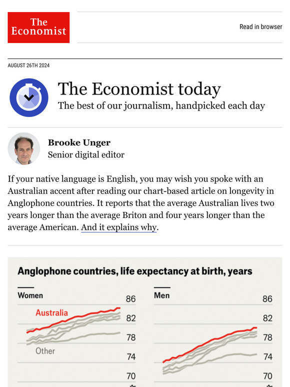 The Economist Why do Australians live so long? Milled