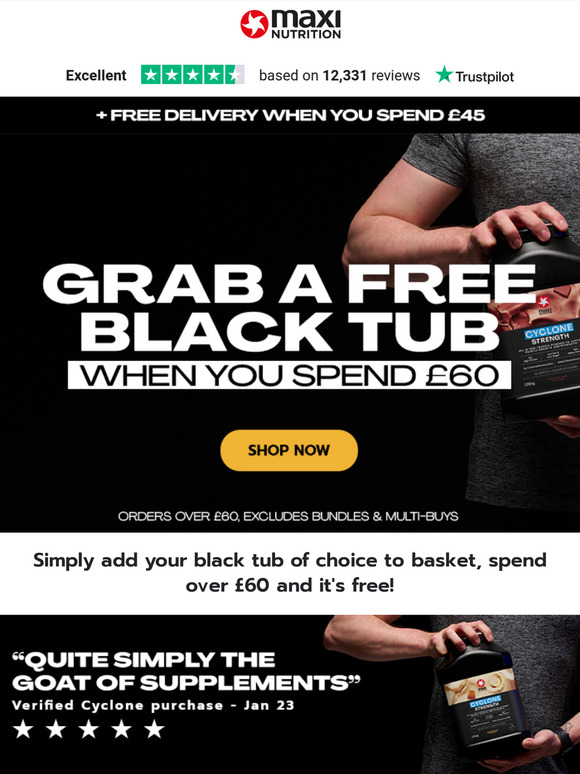 Bank Holiday Bargains! FREE 1kg tub of protein when you spend £60