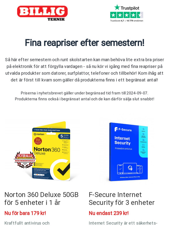 Riktigt bra reapriser runt skolstarten!