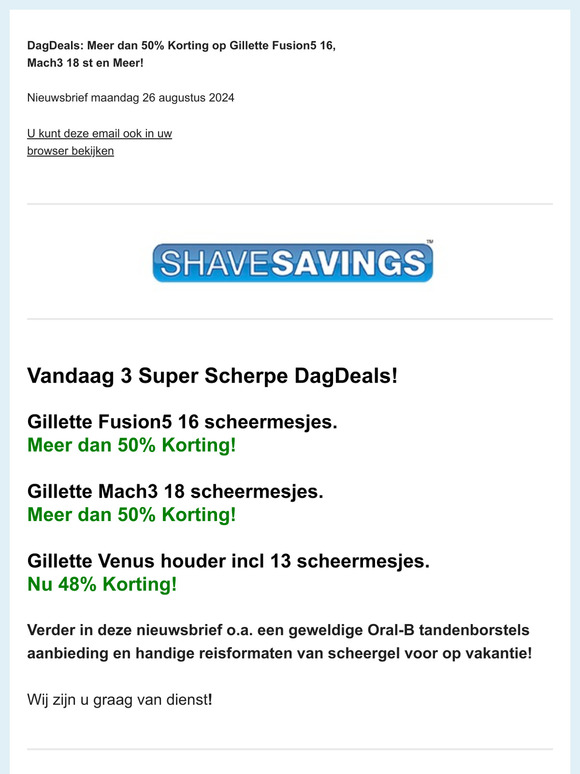 DagDeals -50% ! Gillette Fusion5 16 st Mach3 18 st. Venus en Meer!