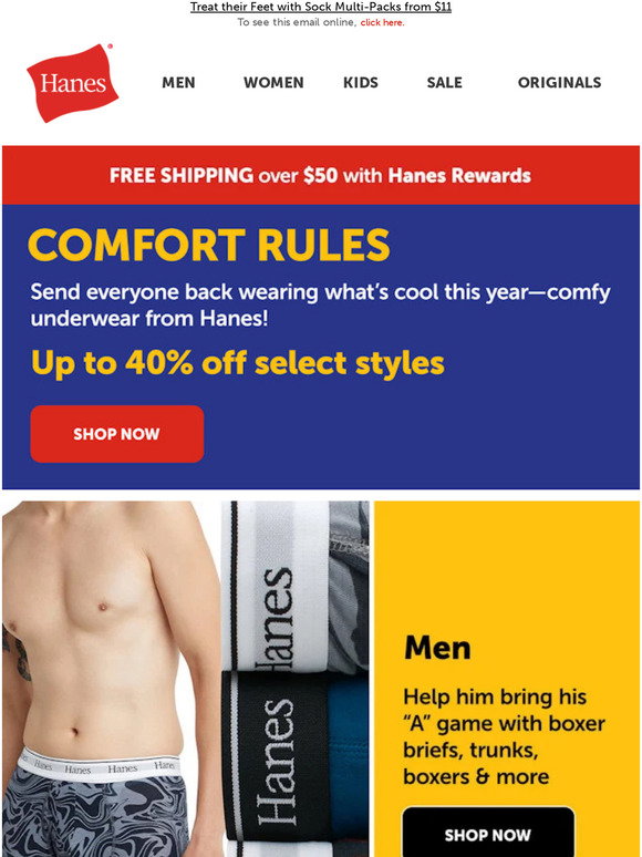 Hanes Email Newsletters: Shop Sales, Discounts, and Coupon Codes