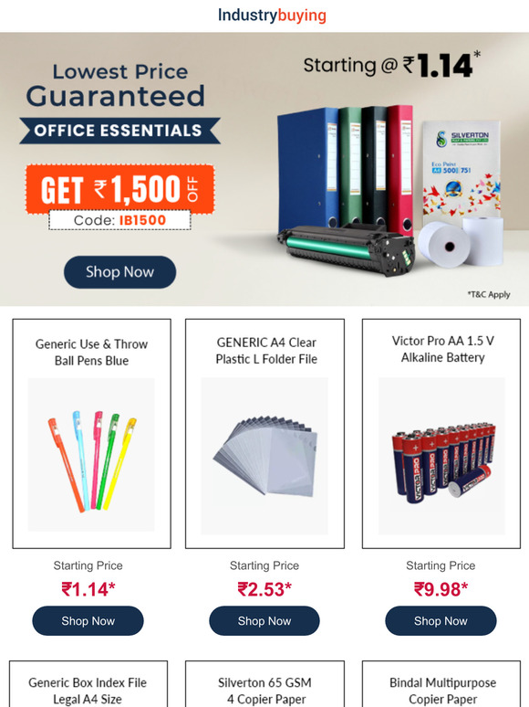 Restock Today | Office Supplies Starts @ ₹1.14*