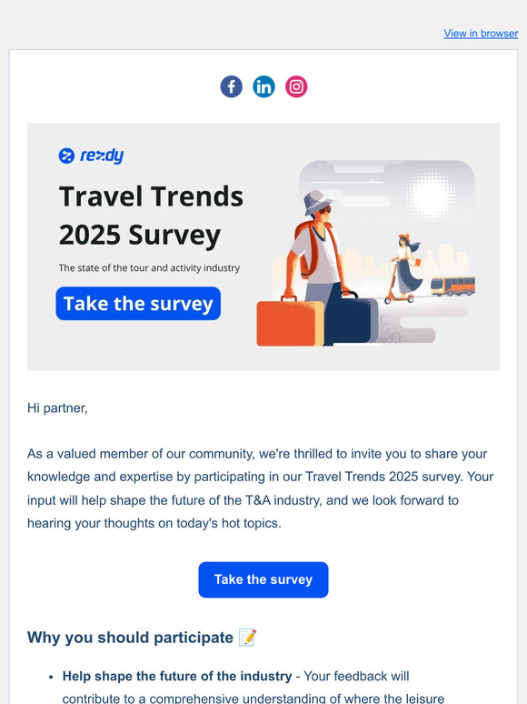 📝 Partner, share your insights in our Travel Trends 2025 survey