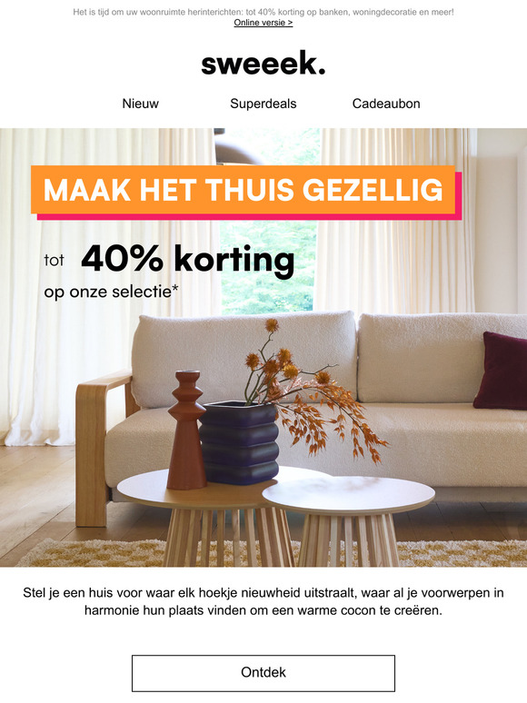 Tot 40% korting op woonartikelen en decor