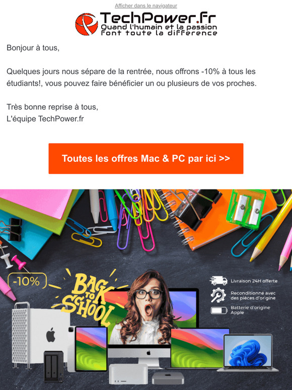 Offres spéciale rentrée à ne pas rater : -10% sur l'ensemble des Mac & PC