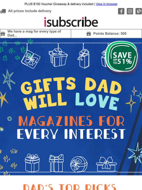 Spoil Dad, whatever he's into and save up to 71%