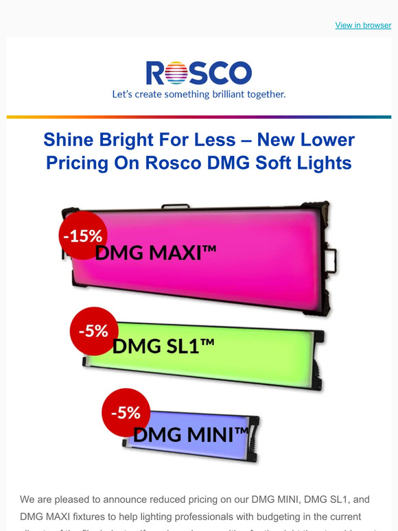 New lower prices on Rosco DMG Lighting fixtures!