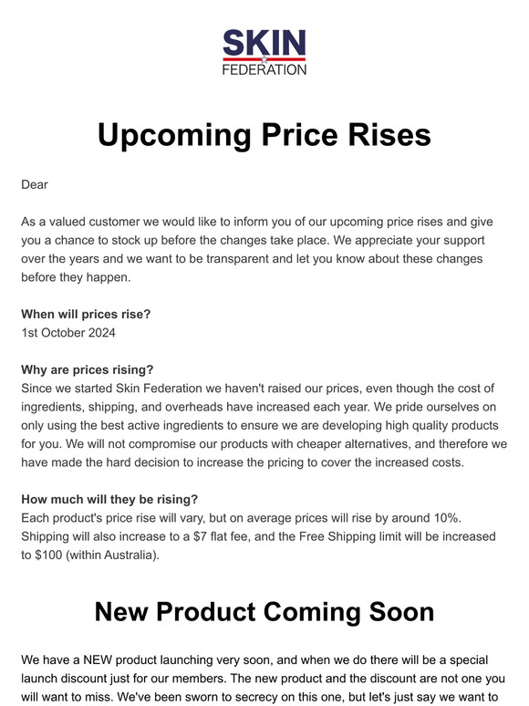 October Price Rises
