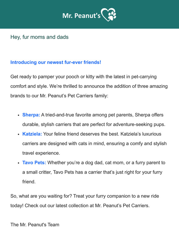 🐶🐱 New Fur-ever Friends: Discover Sherpa, Katziela, & Tavo Pets at Mr. Peanut’s