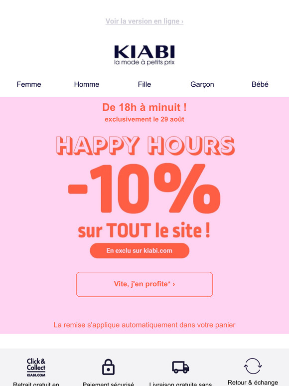 Happy hours: 10% sur TOUT le site