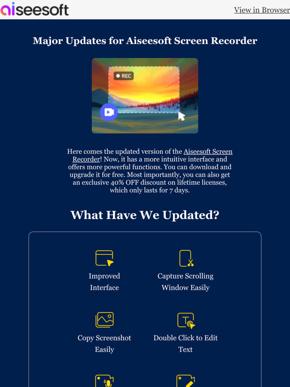 💝Big Free Updates for Aiseesoft Screen Recorder