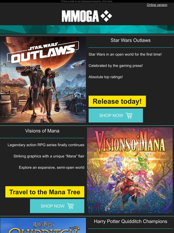 MMOGA - Star Wars Outlaws! Visions of Mana! Harry Potter Quidditch Champions!