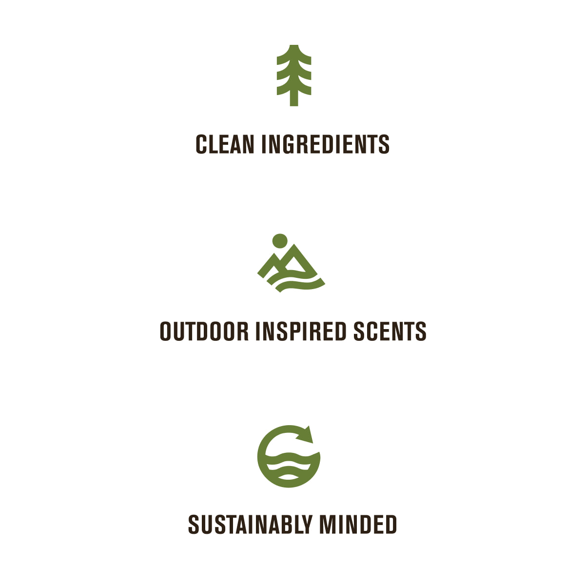 Green icons with Every Man Jack's brand pillars