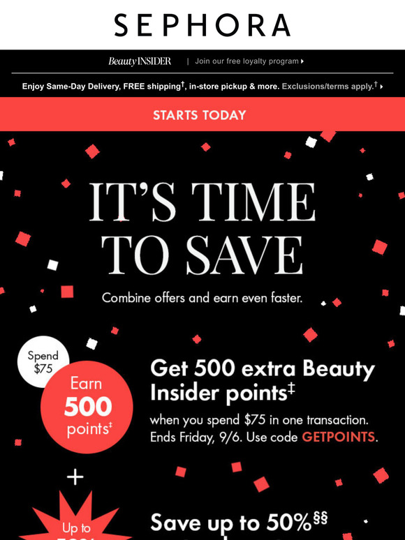 Sephora: Starts NOW, Sephora Shopper: Get up to 50% off select beauty 😍 ...