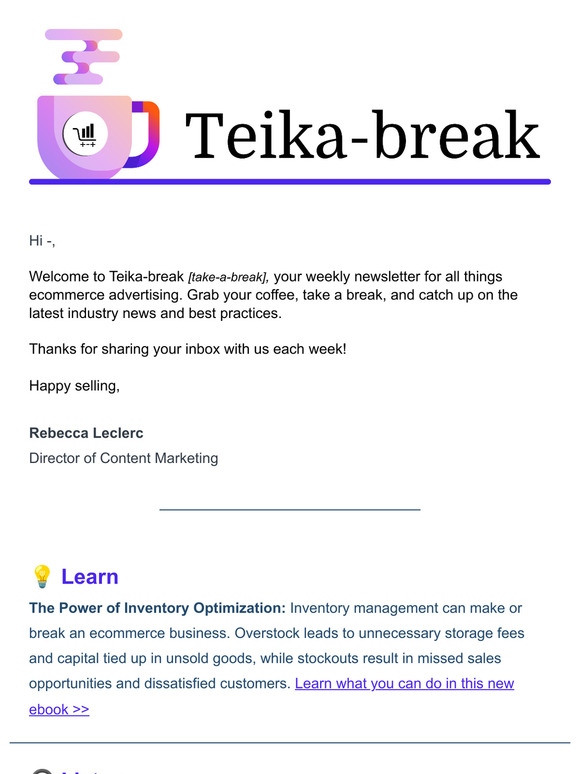 The Power of Inventory Optimization | Teika-break Newsletter ☕