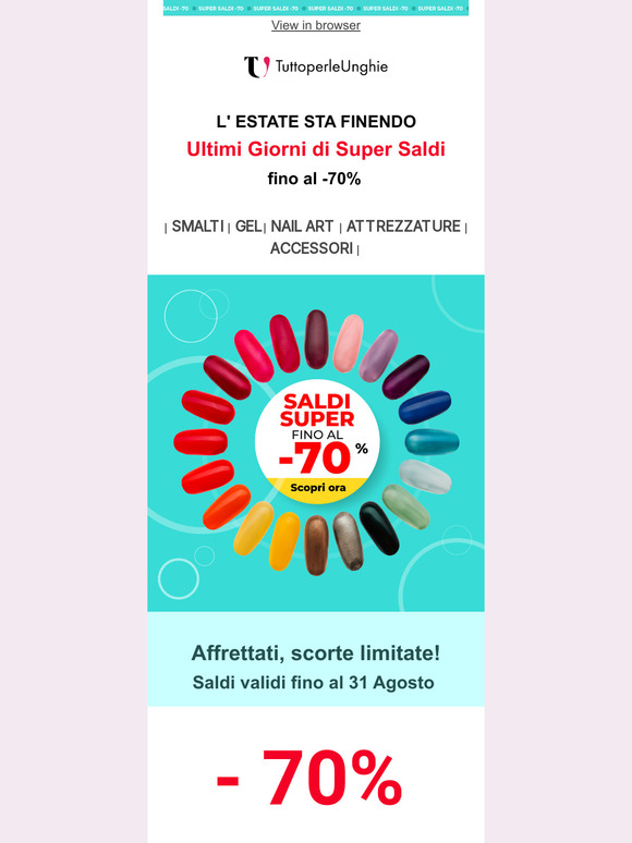 ✅ Ultimi giorni di SALDI fino al -70%